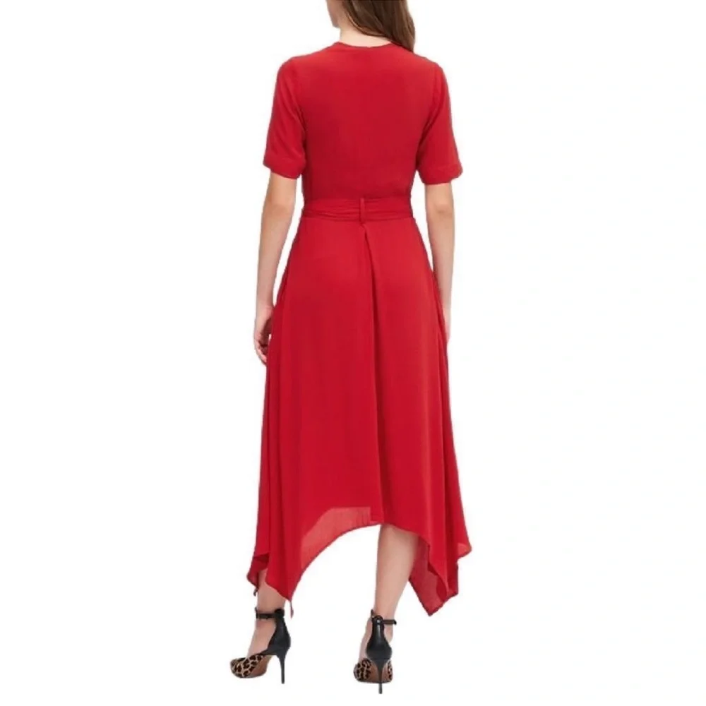 NWT Banana Republic Handkerchief-Hem Wrap Dress in Ultra Red Size 6P | Petite - Picture 2 of 7